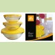 Набор 3 салатников с жёлтыми крышками:350мл, 500мл, 900мл, в подарочной упаковке