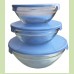 Набор из 3-х салатников с голубыми крышками (Ø12.5х5.5см, 350мл; Ø14х6.3см, 500мл; Ø17х7.8см, 900мл)