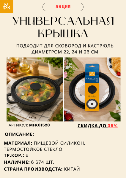 Акция на универсальные крышки! МФК Профит